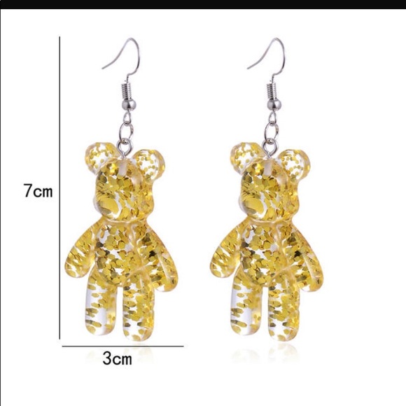 🐻 Purple Blue Sequin Toy2R Qee Bear Resin Earring - Picture 3 of 3